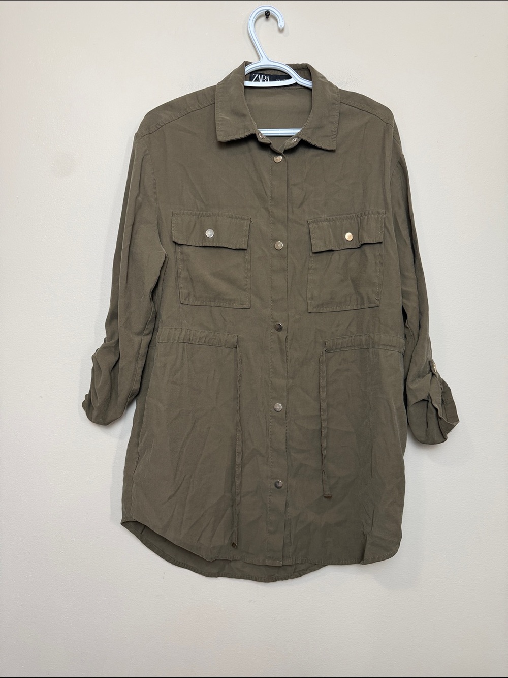 Zara Olive Utility Shirt Jacket - Women's size M